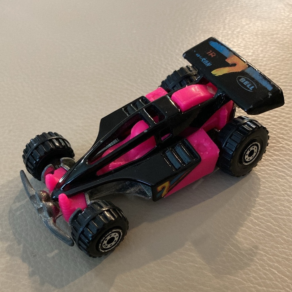 Vintage 1991 Mattel® Hot Wheels #7 Formula 1 Pink Black Die Cast Toy Racing Car